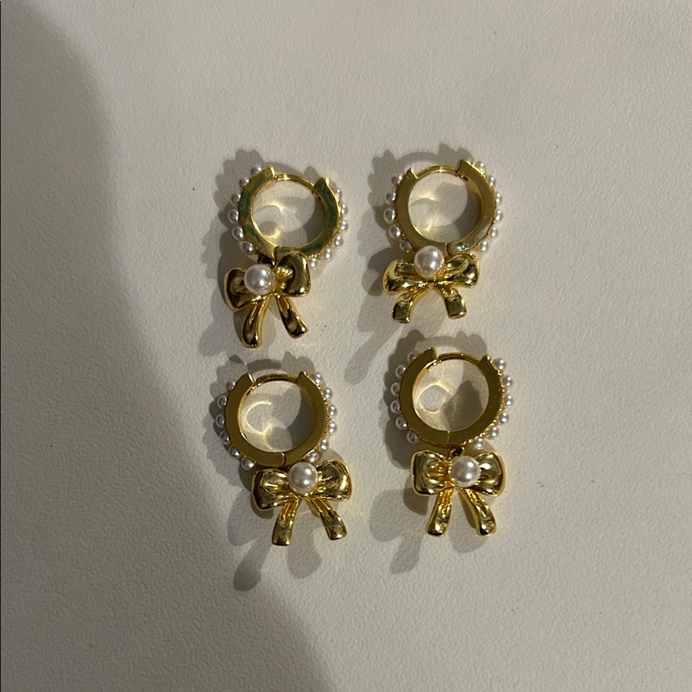 Evry Jewels Bow Pearl Earrings